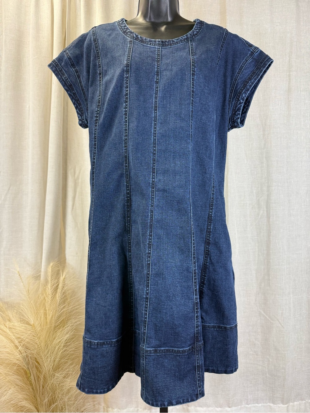 Draper James Dark Blue Denim Panel Dress